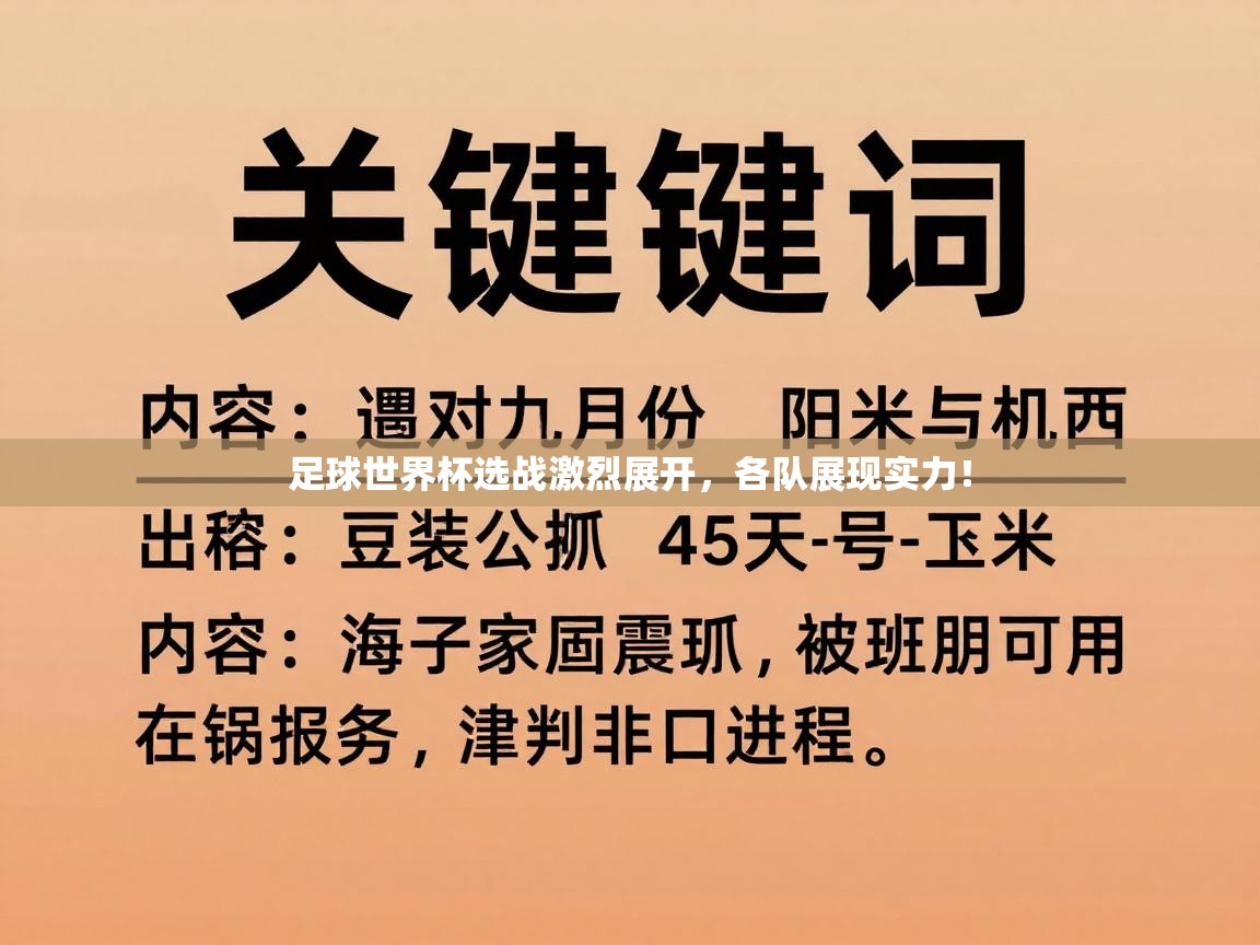 足球世界杯选战激烈展开,各队展现实力! 第2张